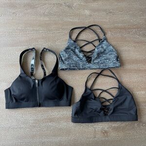 Victoria's Secret Sports Bras set of 3 Black and Gray